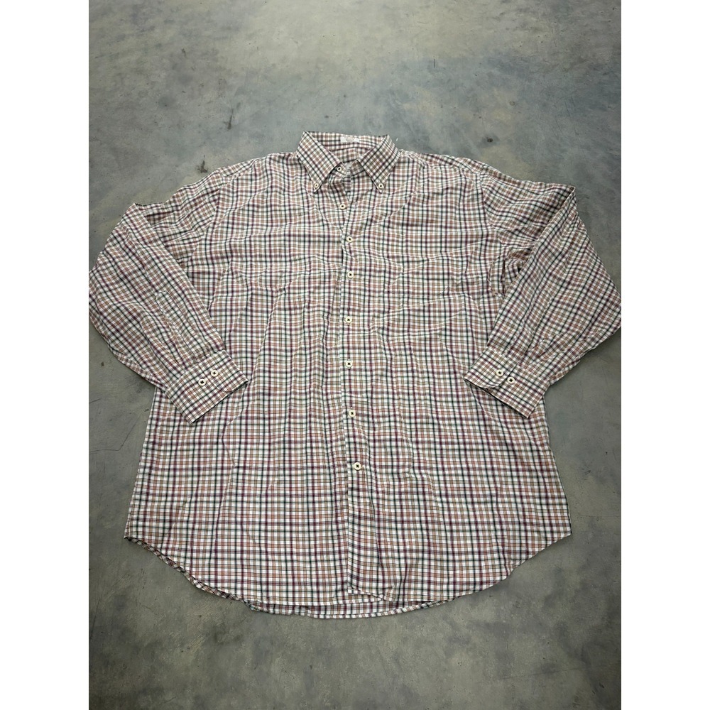 Peter Millar Shirt Mens XL Multicolor Plaid 100% Cotton Button Front Everyday